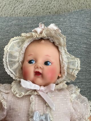 Vintage 1940 MADAME ALEXANDER York Baby Doll TAG on Clothes 12” 2