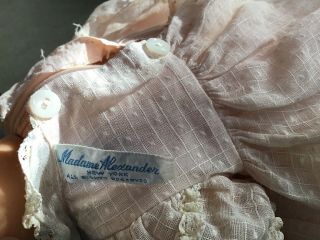 Vintage 1940 MADAME ALEXANDER York Baby Doll TAG on Clothes 12” 4