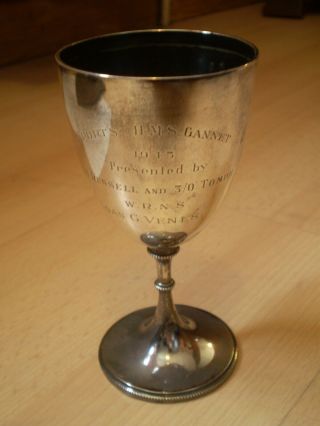 Vintage 1945 Solid Silver Trophy Goblet Engraved H.  M.  S.  Sports Gannet.  97g
