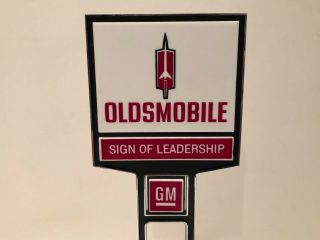 Vintage GM sign,  Oldsmobile Salesmans desk sign two sided 4