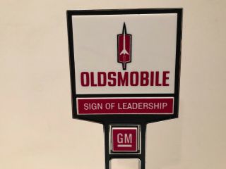 Vintage GM sign,  Oldsmobile Salesmans desk sign two sided 5