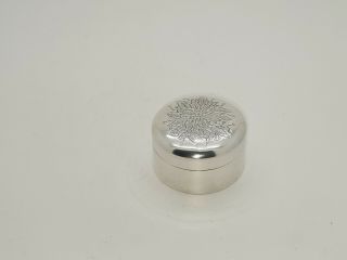 Solid Silver Round Shape Snuff Holder / Pill Box Imported Marks