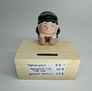 Willitts Designs Peanuts Lucy Advice Opinion Booth Ceramic Bank Vintage 1966