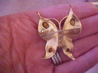 2 Vtg Alfred Philippe Crown Trifari Gold Tone Rhinestone Butterfly Pin Brooch 6
