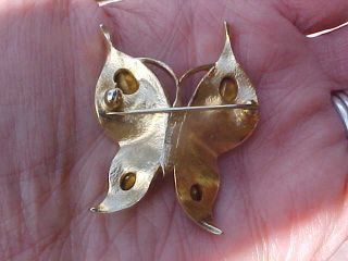 2 Vtg Alfred Philippe Crown Trifari Gold Tone Rhinestone Butterfly Pin Brooch 7