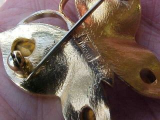 2 Vtg Alfred Philippe Crown Trifari Gold Tone Rhinestone Butterfly Pin Brooch 8