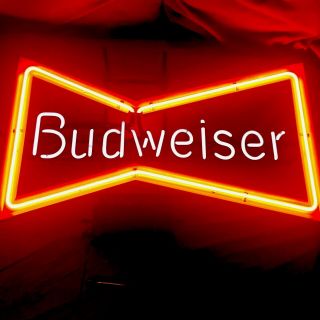 Vintage Budweiser Beer Bow Tie Neon Bar Advertising Sign Rare