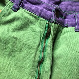 Men ' s Vintage Cross Colours Color Block Green Purple Orange Jean Shorts Sz 34 3