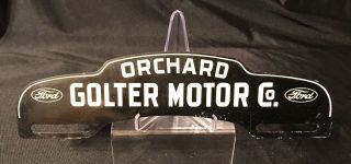 Vintage Ford License Plate Topper - Orchard Golter Mortor Co.  - Advertising