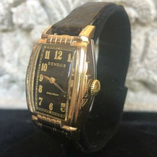 Art Deco Vintage Black Dial Benrus Mens Womens 1940 Swiss Watch Runs Wwii Era