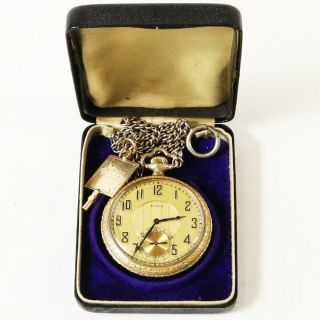 Vintage Elgin Gold Filled 12s Pocket Watch - With Chain And Phi Beta Kappa Key
