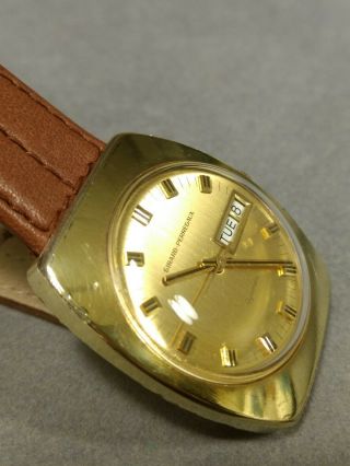 1970s GIRARD PERREGAUX 17J Gyromatic Watch Day/Date 18K Gold Plate Restored 3
