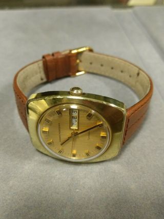 1970s GIRARD PERREGAUX 17J Gyromatic Watch Day/Date 18K Gold Plate Restored 4