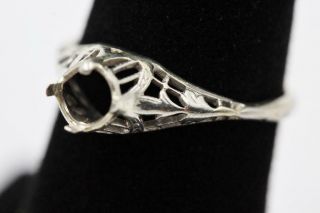 Vintage Estate 14k White Gold Filigree Engagement Mount For.  40ct Diamond