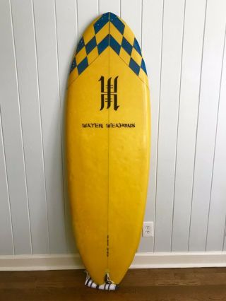 Vintage Surfboard 6’0” Water Weapons,  Twin Fin,  1970s