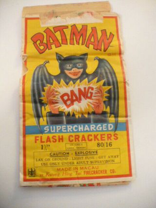 Vintage Batman Flash Cracker Firecracker Brick Label 80/16