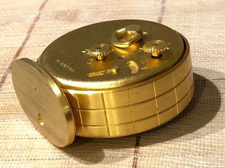 Vintage Jaeger Lecoultre 8 days Alarm Travel Clock Memovox Brushed Gold - 6