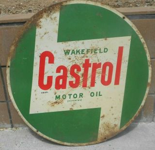 Vintage Castrol Motor Oil Sign,  Steel,  Gas Station,  22 " Dia -)) ) 