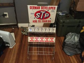 Vintage 1962 Embossed Stp Motor Oil Can Display Gas Service Station Rack Sign