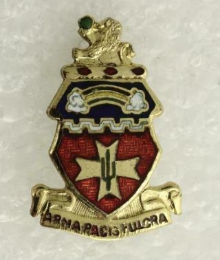 Vintage Us Military Insignia Crest Pin 703rd Field Artillery Arma Pacis Fulcra