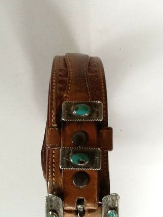 Vintage Sterling Silver Turquoise Ranger Belt 4