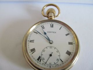 Vintage Vertex Swiss Made pocket watch gold plated, 3