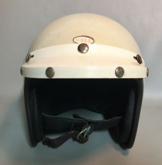 Vintage 1968 Bell - Toptex 500 - Tx Helmet With Visor Open Face White (read Descript