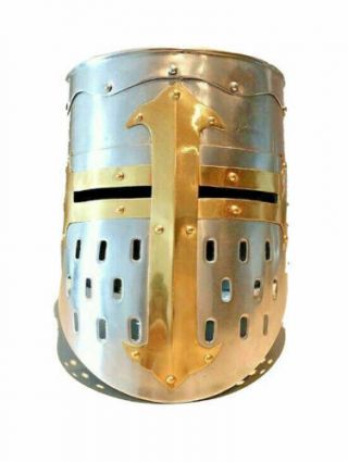 Antique Knight Crusader Templar Roman Medieval Armor Helmet Vintage Battle.