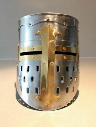 Antique Knight Crusader Templar Roman Medieval Armor Helmet Vintage Battle. 2