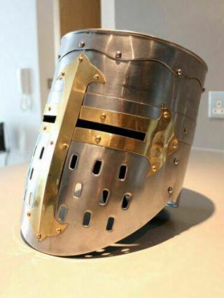 Antique Knight Crusader Templar Roman Medieval Armor Helmet Vintage Battle. 3