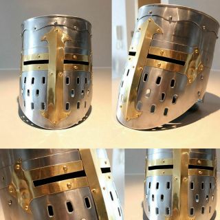 Antique Knight Crusader Templar Roman Medieval Armor Helmet Vintage Battle. 4