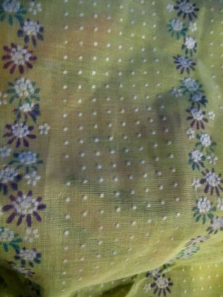 Vtg Yellow Dotted Swiss Fabric Flocked Daisies Fabric Semi Sheer 45 " X 75 "