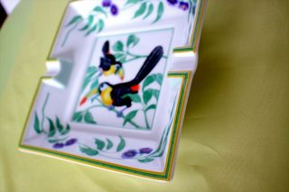 Authentic Vintage Porcelain HERMES Cigar Ashtrays Wild Bird Ornament 3