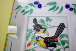 Authentic Vintage Porcelain HERMES Cigar Ashtrays Wild Bird Ornament 5