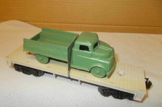 Lionel Postwar 6401 Gray Flat Cars (2) W/Vintage Payton Army Tank & Truck W/MORE 4