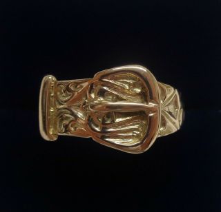 Vintage C.  1981 Buckle Ring 9ct Yellow Gold - Size T 1/2 (us 9.  75) - 3.  4 Grams