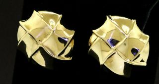 Vintage 14k Yellow Gold Abstract Chunky Geometric Earrings