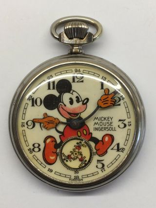 1936 Ingersoll English No 2 Mickey Mouse Red Beard Pocket Watch