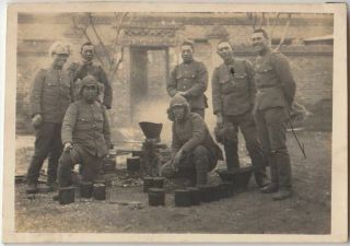 B58 Central China Exp.  Japan Army Photo Soldiers Boiling Rice By Messtins