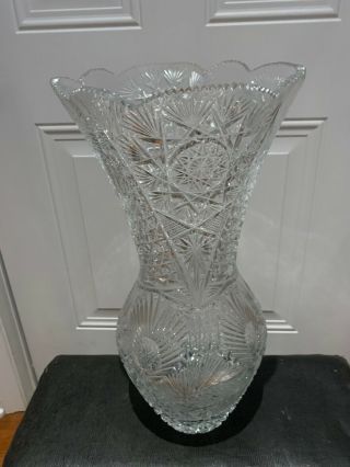 Vintage 20 " Vase Early 20th Century Cut Crystal Vase
