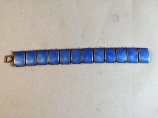 David Andersen Mid - Century Norwegian Sterling & Blue Enamel Bracelet 7 "