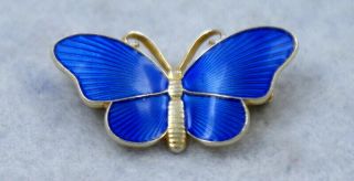 Norwegian Vintage Enamel Broche From Ottar Hval 925 S Blue Butterfly