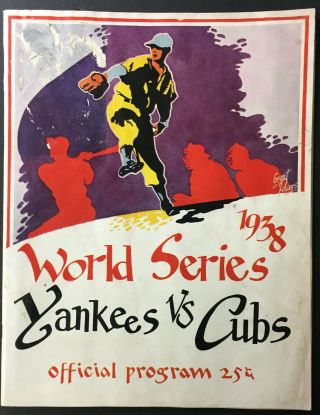 1938 World Series Program Yankee Stadium York Yankees Chicago Cubs Vtg Mlb