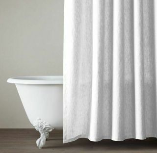 Restoration Hardware Vintage Wash Belgian Linen Shower Curtain White 72 " X 84 "