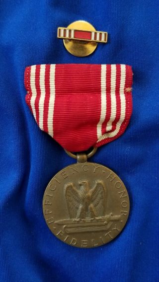 Wwii Us Army Good Conduct Medal With Lapel Pin