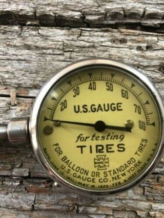 Vintage US Gauge Co York Tire Pressure Leather Case Rare VG 4