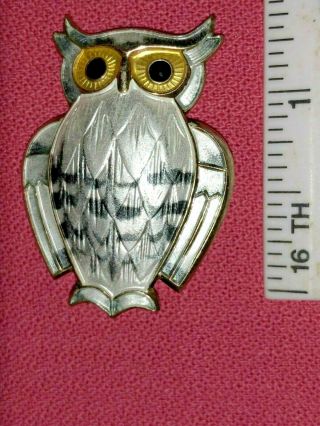 Vintage David Andersen Norway Sterling 9258 Enamel Owl Brooch Lapel Pin (cm117))