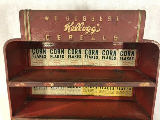 Rare Vintage 1930s Steel Kellogg’s Cereal Box Advertising Display Shelf 2