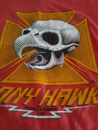 Vintage TONY HAWK Shirt 80s STEDMAN tag skateboard Powell Peralta 80 ' s skull SM 4