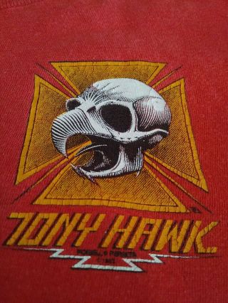Vintage TONY HAWK Shirt 80s STEDMAN tag skateboard Powell Peralta 80 ' s skull SM 8